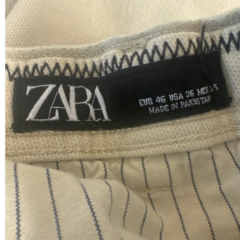 Zara Man Tan Beige‎ Textured Chino Shorts Mens Size 36 USA Cotton Flat Front